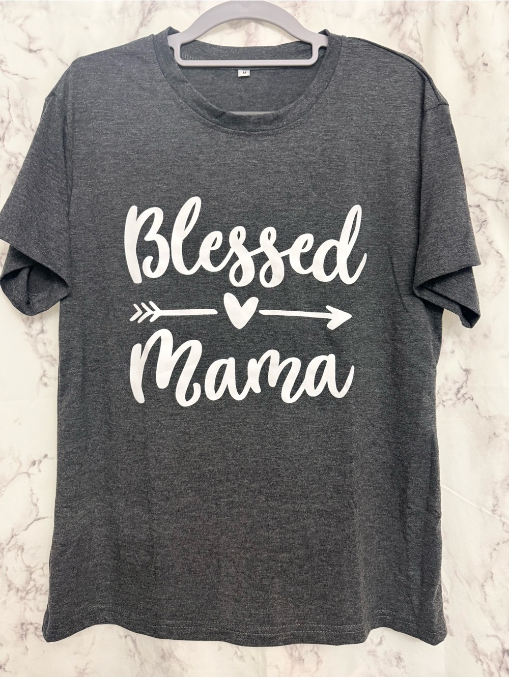 Blessed Mama T-Shirt - Charcoal with White Script